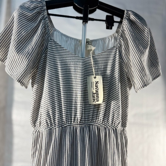 Striped Dress with Red Embroidery - Picture 3 of 3